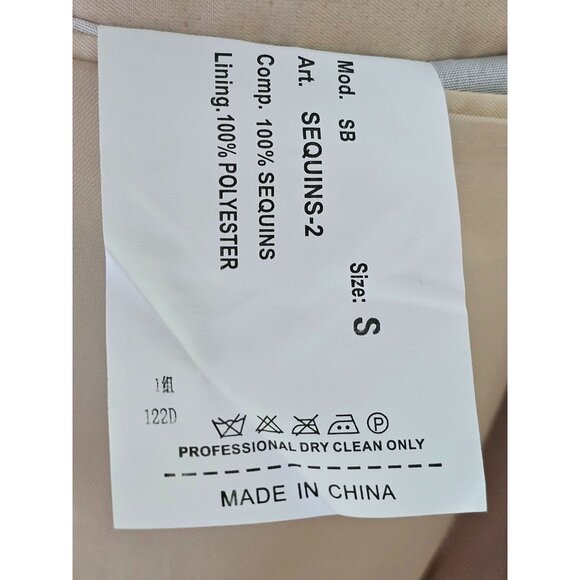 NWT Alberto Nardoni Men's Gold Sequin Blazer Shawl Collar Satin Trim Sz S 232 - Picture 9 of 12